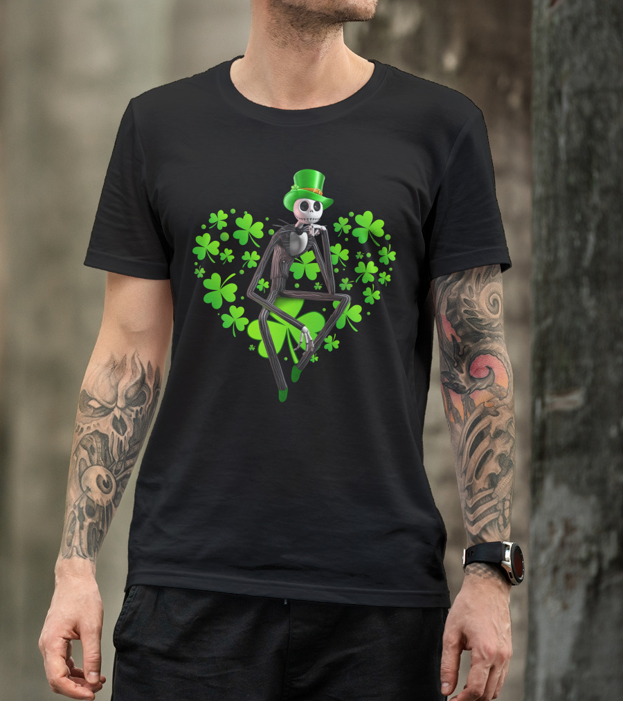 Jack Skellington St. Patrick's Day Clover Theme T-Shirt