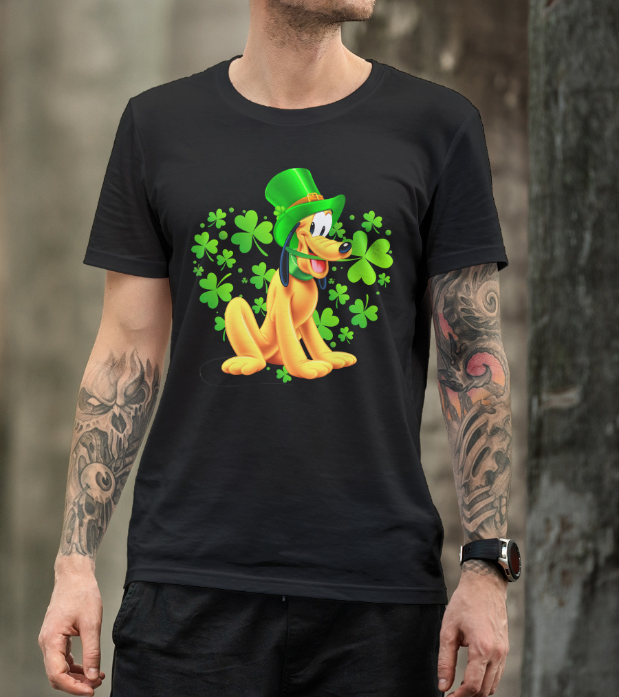 Pluto St. Patrick's Day Celebration With Green Shamrocks And Hat T-Shirt