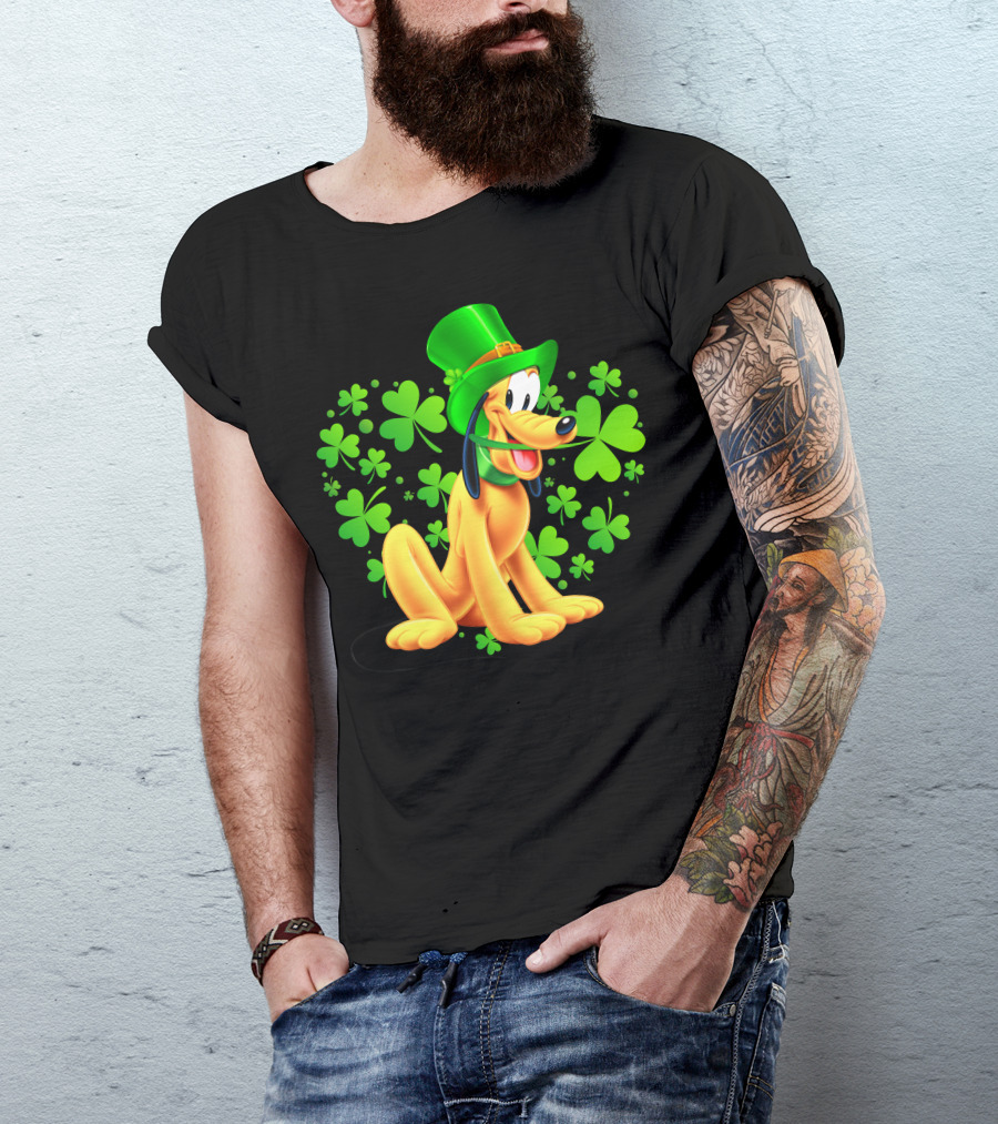 Pluto St. Patrick's Day Celebration With Green Shamrocks And Hat T-Shirt