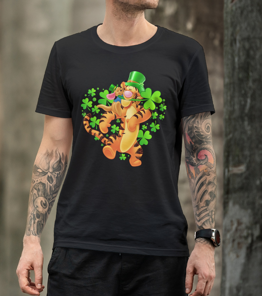 Tigger St. Patrick's Day Shamrocks Cartoon Character T-Shirt