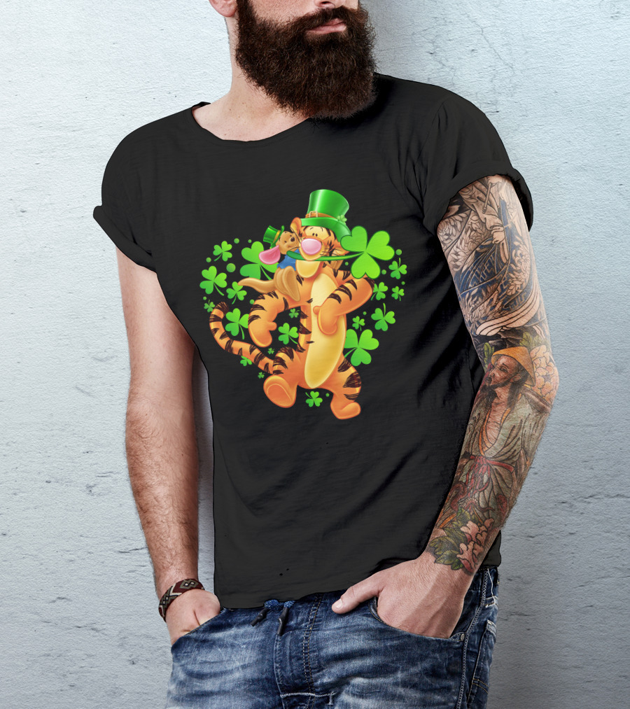 Tigger St. Patrick's Day Shamrocks Cartoon Character T-Shirt
