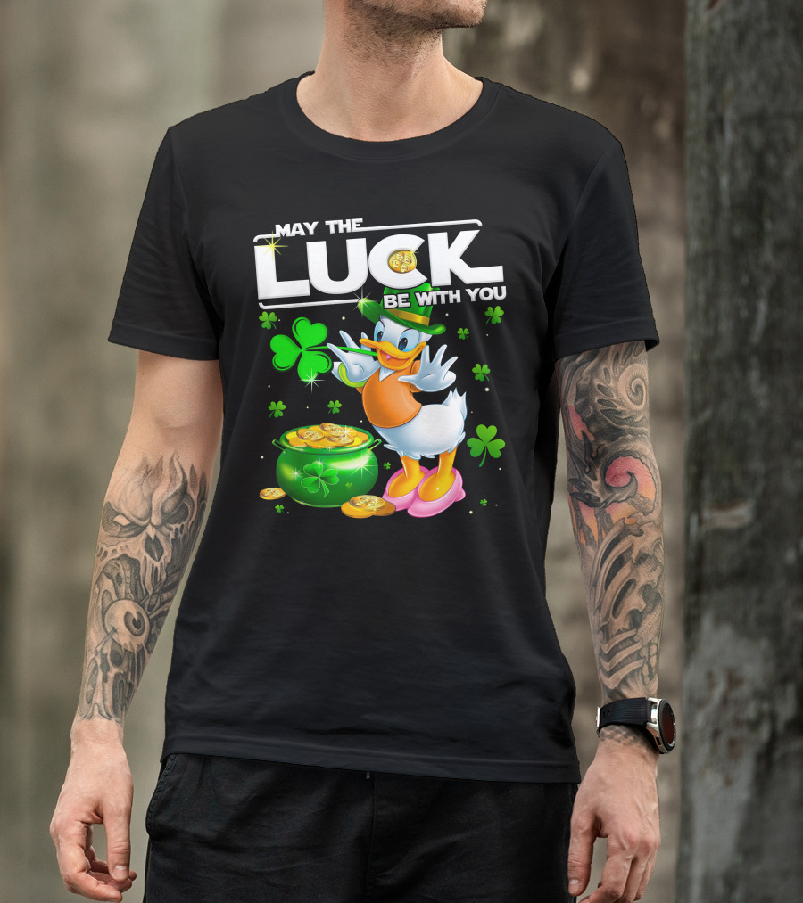 May The Luck Be With You Daisy Duck With Shamrocks And Pot Of Gold T-Shirt