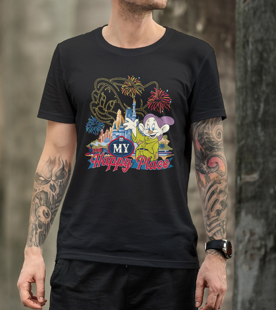 My Happy Place Dopey Fireworks Disney Castle T-Shirt