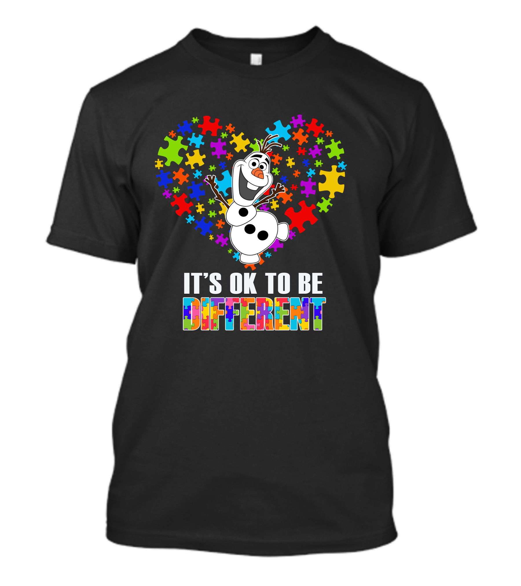 Olaf It's Ok To Be Different Puzzle Heart T-Shirt