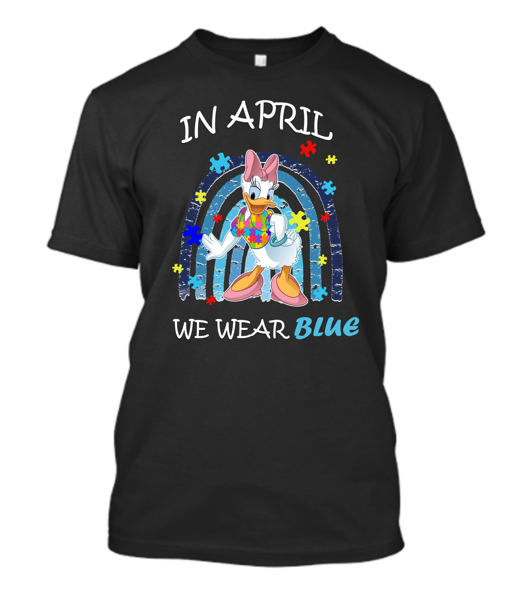 In April We Wear Blue Daisy Duck Autism Awareness T-Shirt