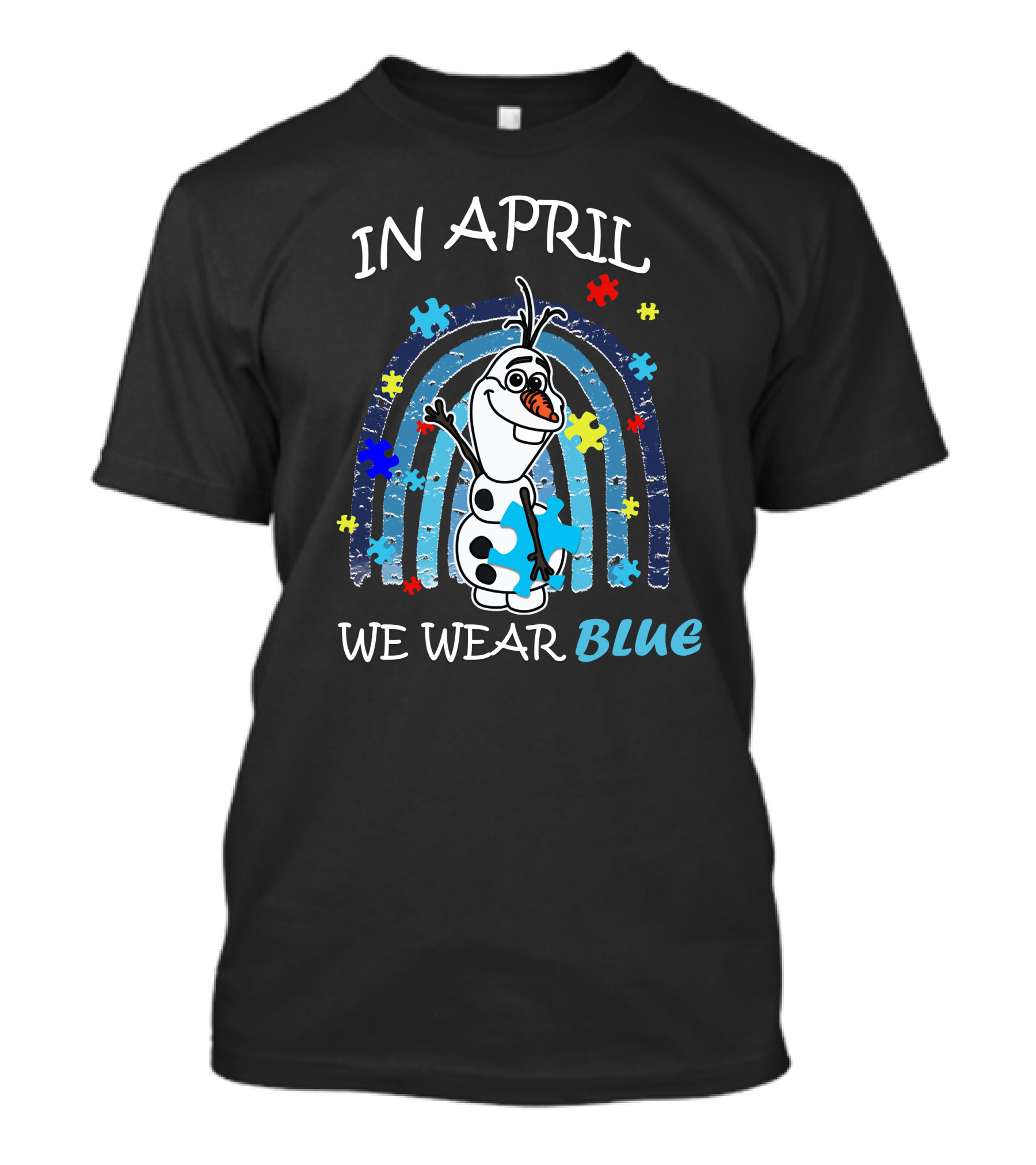 In April We Wear Blue Olaf Puzzle Pieces T-Shirt