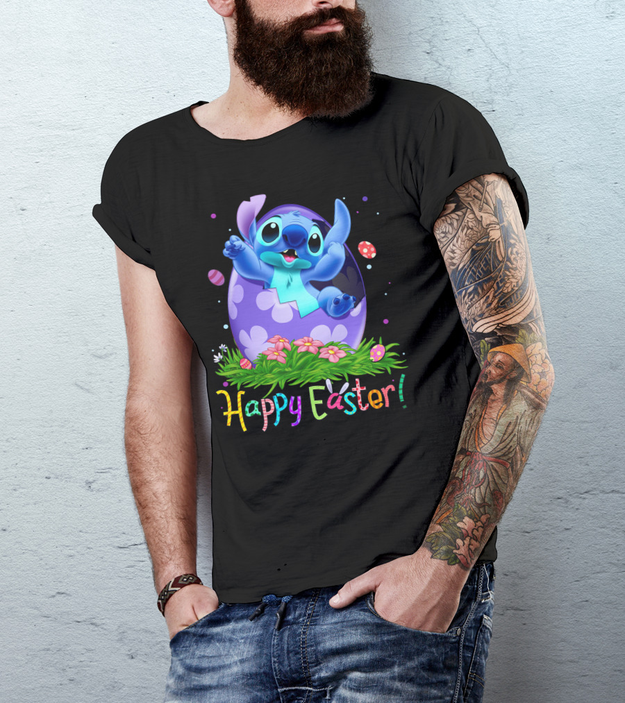 Stitch Happy Easter Egg Celebration T-Shirt
