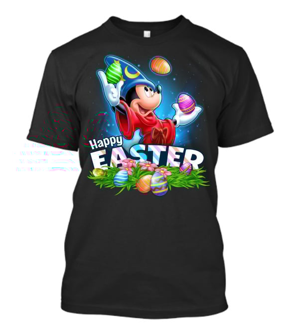 Fantasia Mickey Mouse Sorcerer Hat Juggling Easter Eggs Happy Easter T-Shirt