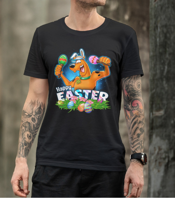 Scooby Doo Celebrates Happy Easter With Colorful Eggs And Maracas T-Shirt