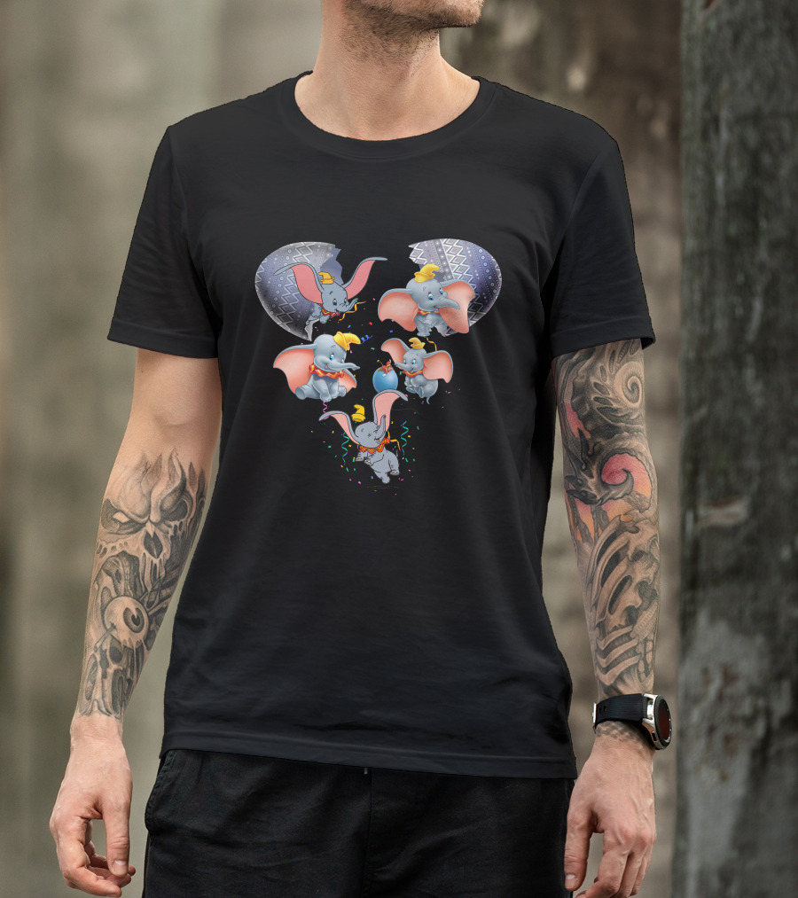 Dumbo Heart-Shaped Celebration With Confetti And Blue Balloon T-Shirt
