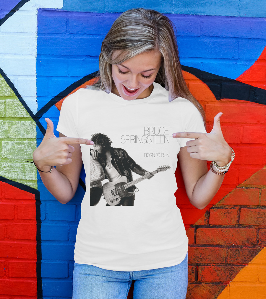 Bruce Springsteen Born To Run Double Sided Retro Music Iconography T-Shirt