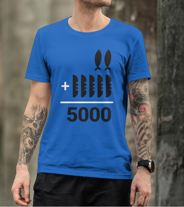 2+5 Loaves Fishes Equals 5000 Multiplication Adult Youth T-Shirt