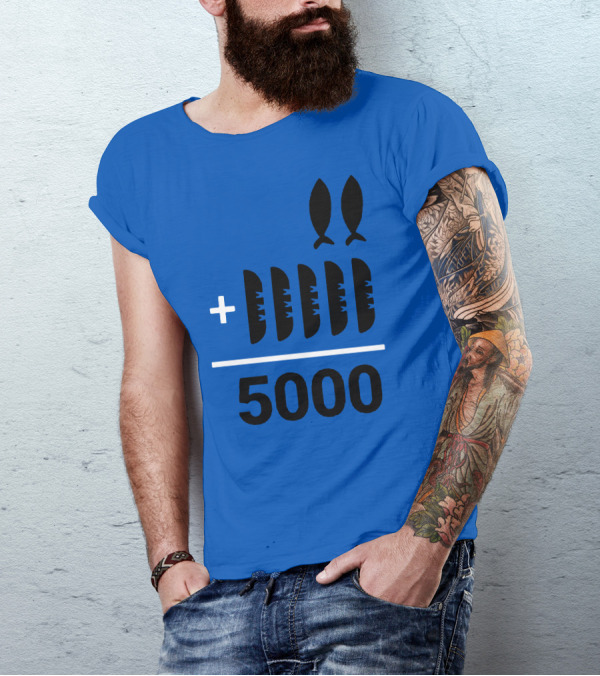 2+5 Loaves Fishes Equals 5000 Multiplication Adult Youth T-Shirt