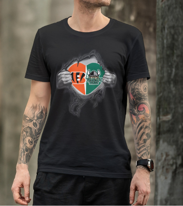 Bengals Cleveland State Vikings Heart T-Shirt