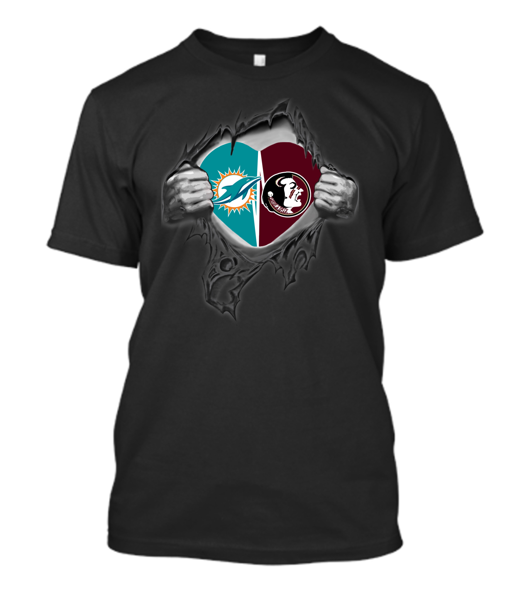 Miami Dolphins FSU Seminoles Heart Symbol Hands T-Shirt