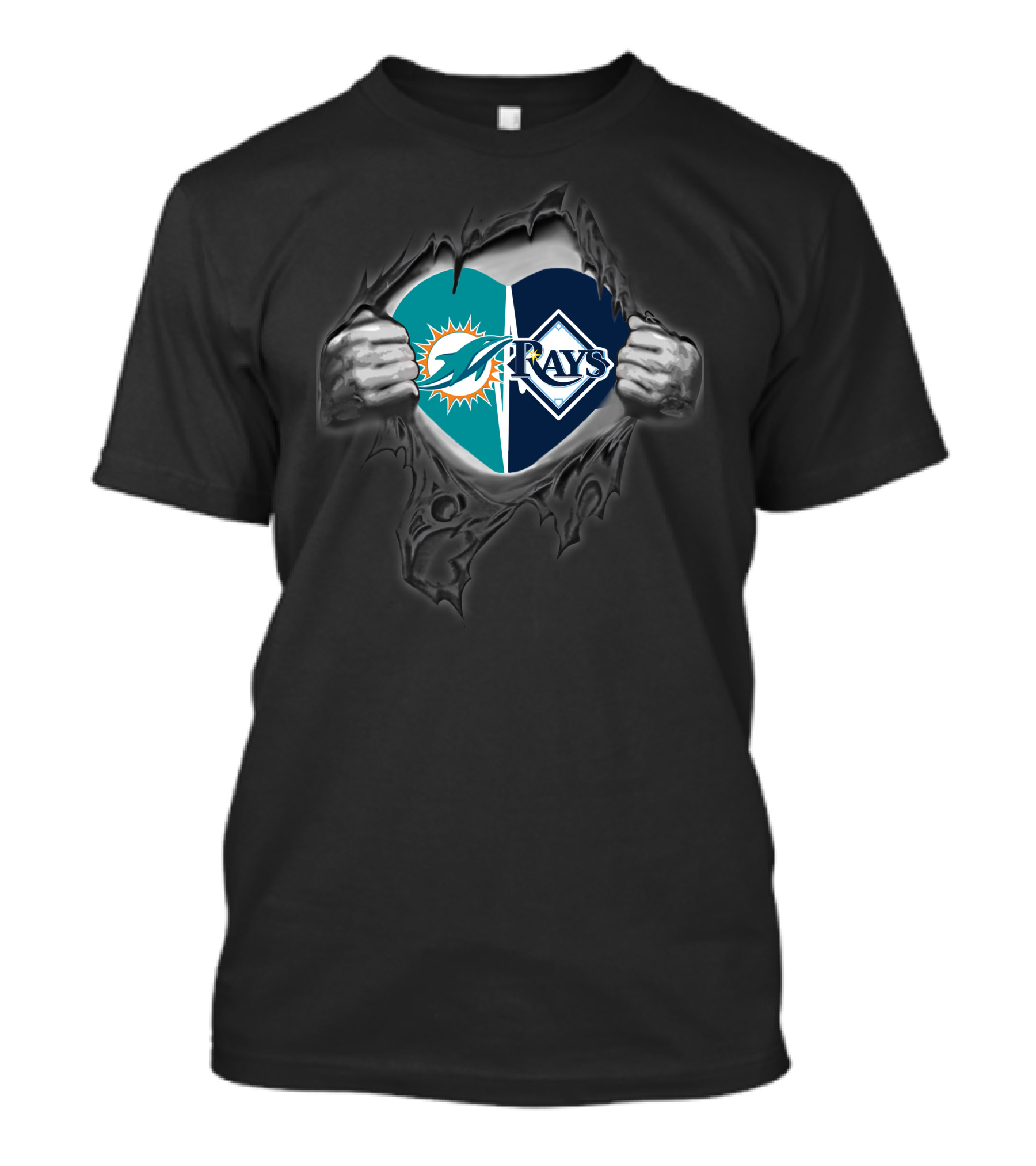 Dolphins Tampa Bay Rays Heart Logo Combination T-Shirt
