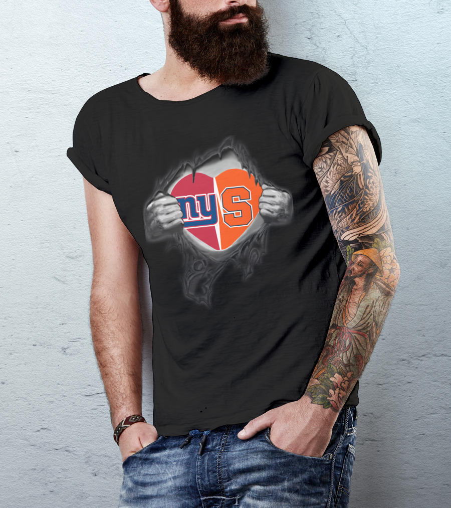 New York Giants Syracuse Orange Heart T-Shirt