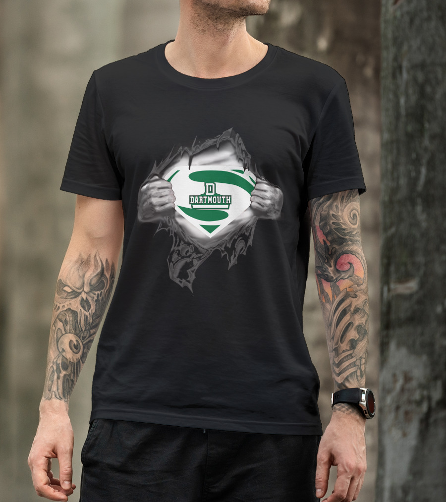 Dartmouth Super D Logo Shield Ripping Through T-Shirt