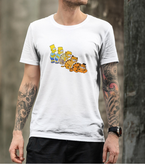 Bart Simpson Garfield Evolution Steps T-Shirt