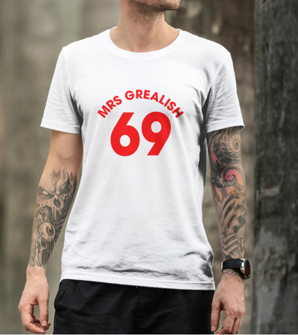 MRS GREALISH 69 Red Bold Arch Text T-Shirt