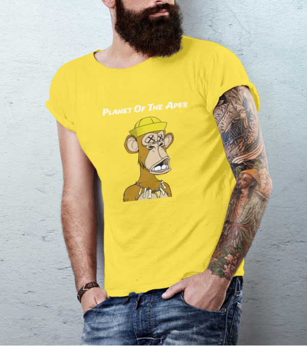 Planet Of The Apes NFT Style Yellow Hat Cross-Eyed Ape T-Shirt