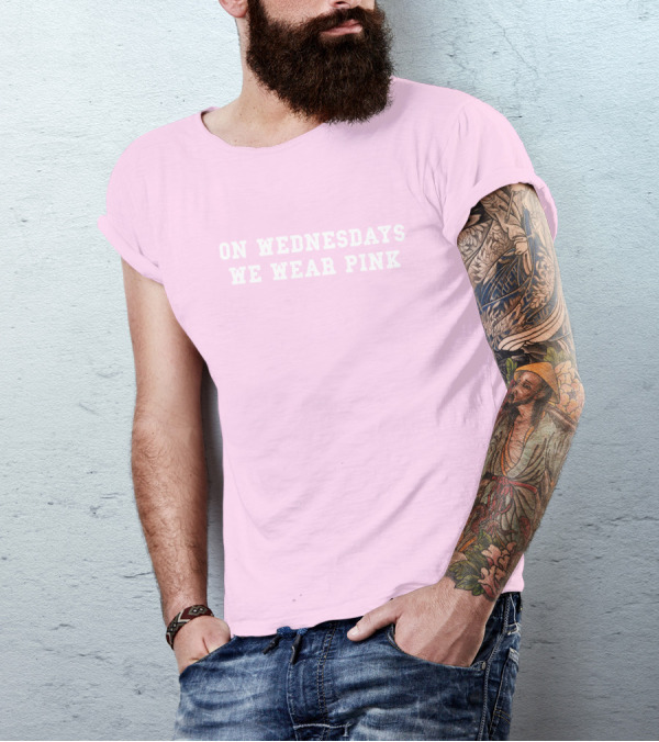 ISAWITFIRST Mean Girls On Wednesdays We Wear Pink Iconic Quote Fashion T-Shirt