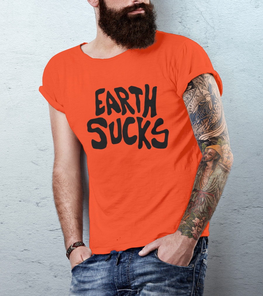 Kea Earth Sucks Earth Sucks Black Text T-Shirt