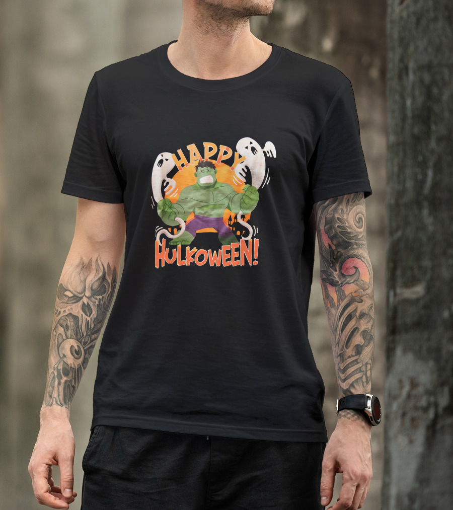 Happy Hulkoween Incredible Hulk Halloween Ghosts And Pumpkins T-Shirt