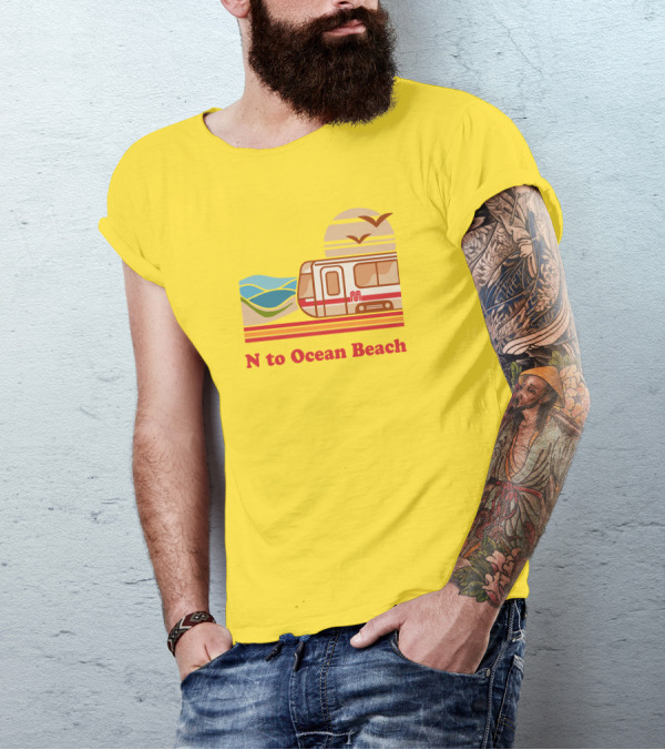 N To Ocean Beach San Francisco Vintage Transit T-Shirt