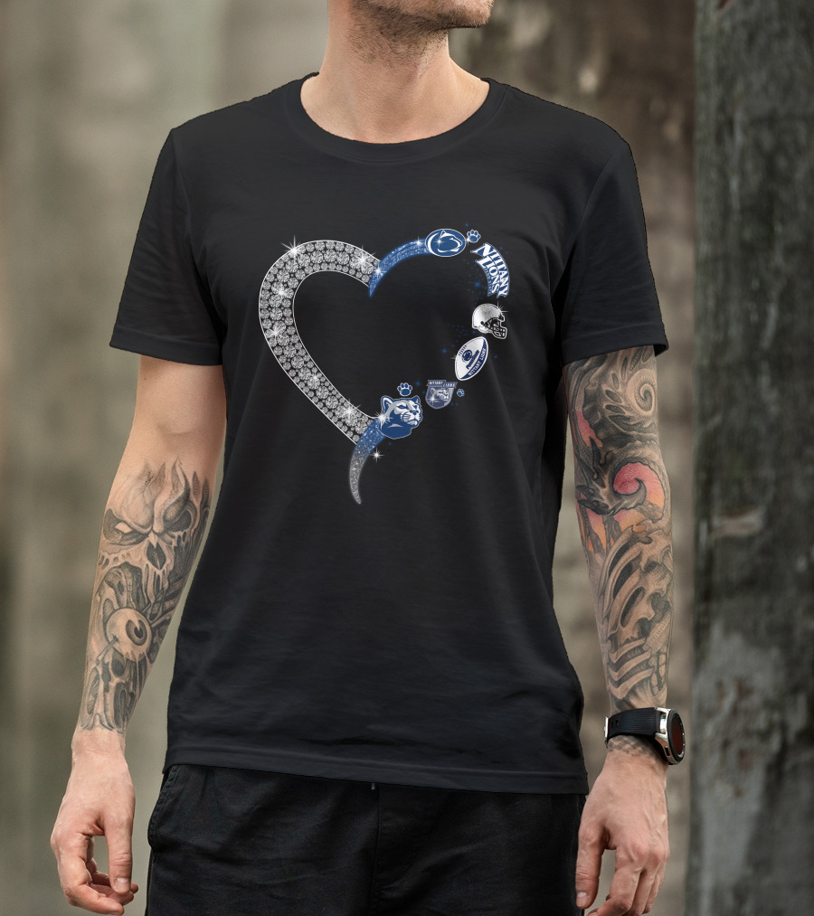Penn State Nittany Lions Heart Logo Crystal T-Shirt