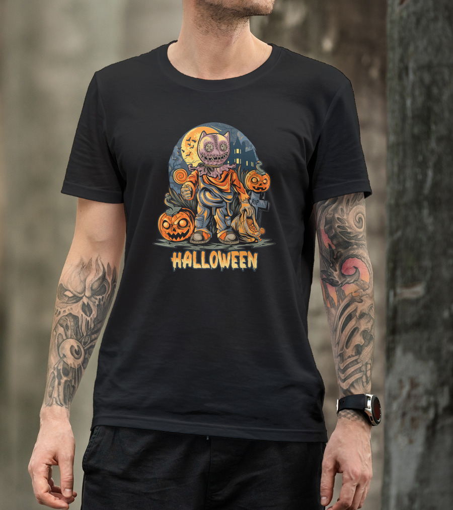 Halloween Pumpkin Trick Or Treat Scary Costume T-Shirt