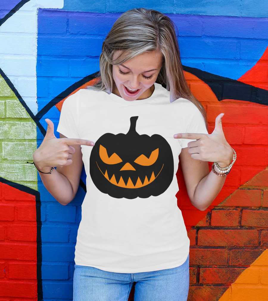 Scary Jack O Lantern Pumpkin Face T-Shirt