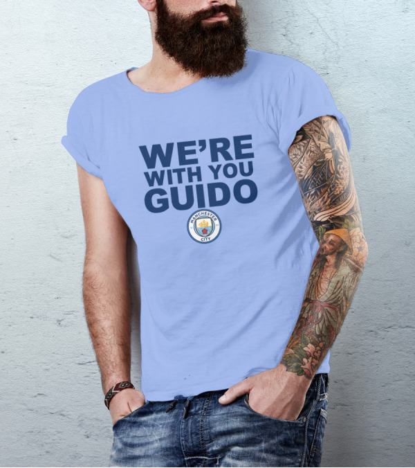 Manchester City We're With You Guido Support Belgian Fan Pep Guardiola Simon Bajkowski T-Shirt