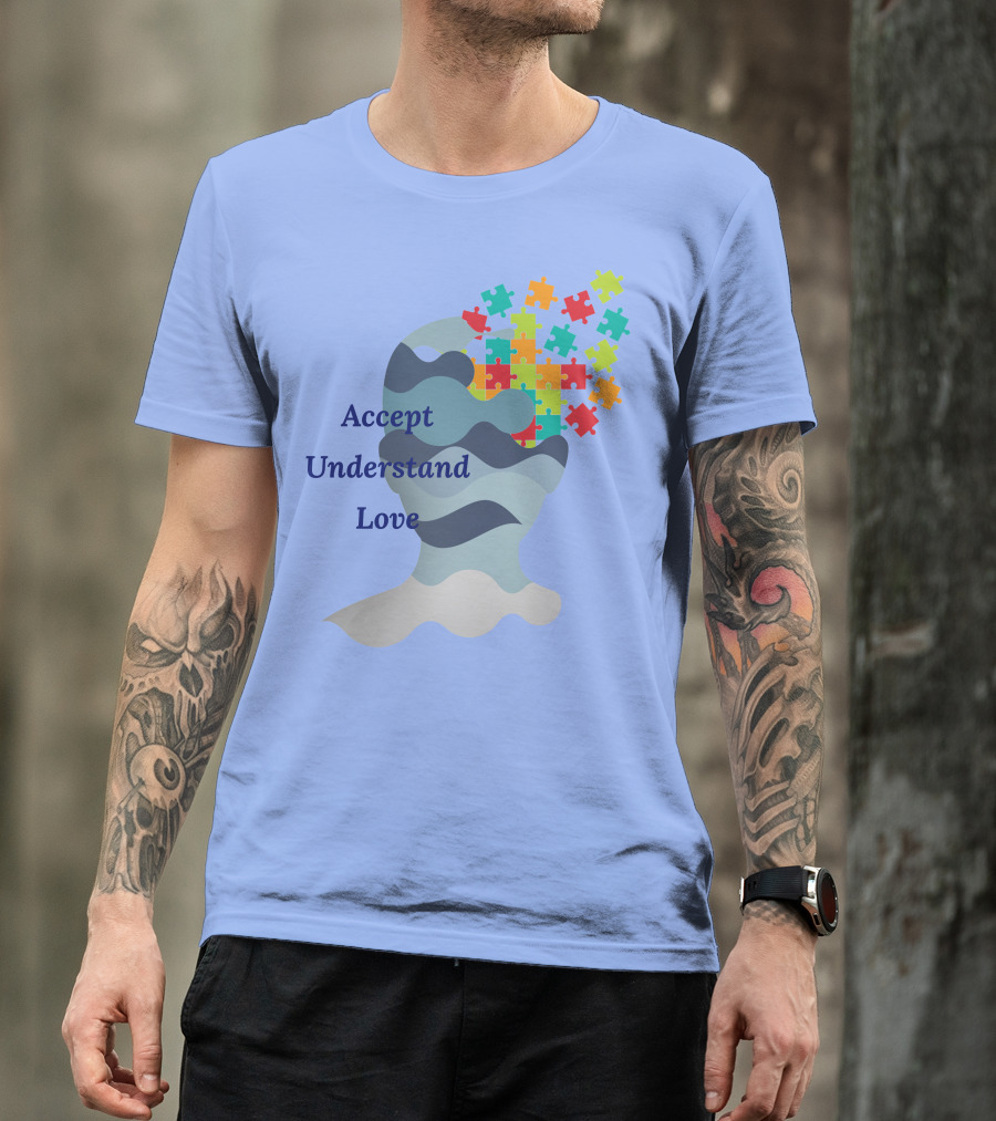 Accept Understand Love Autism Puzzle Head T-Shirt