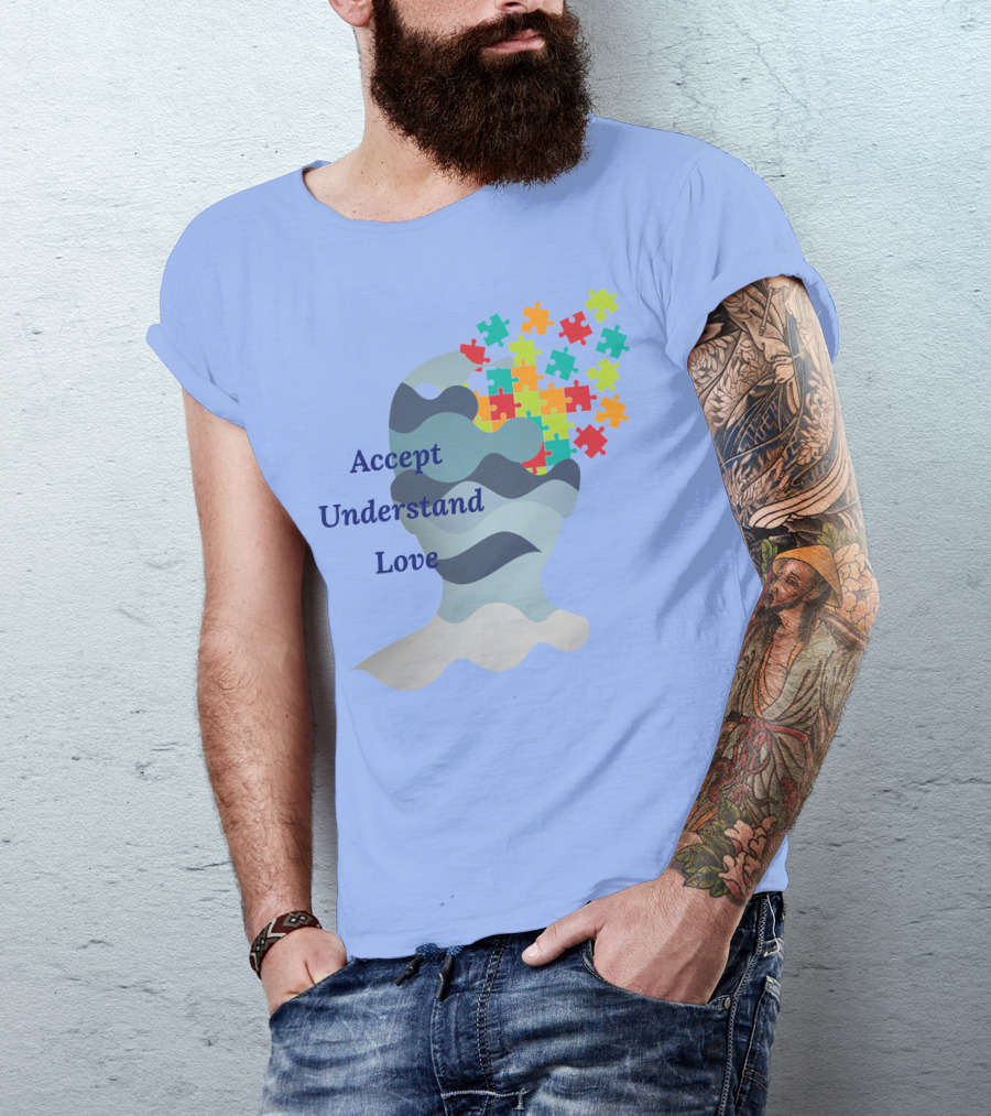 Accept Understand Love Autism Puzzle Head T-Shirt