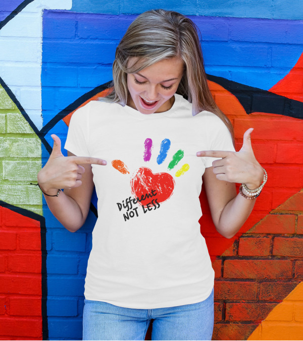 Different Not Less Autism Hand Love T-Shirt