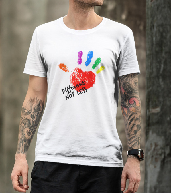 Different Not Less Autism Hand Love T-Shirt
