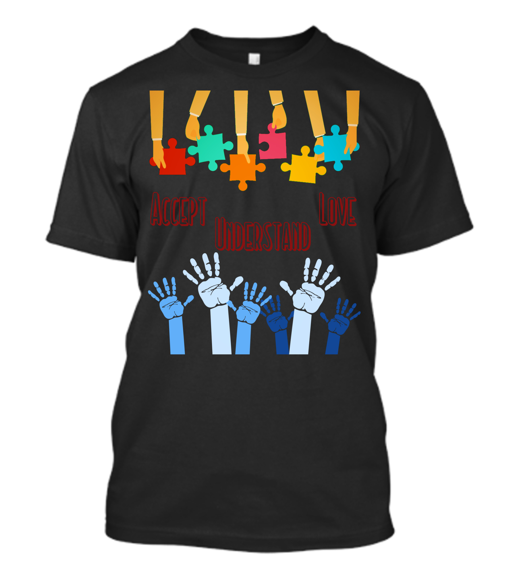 Accept Understand Love Autism Hand Puzzle T-Shirt