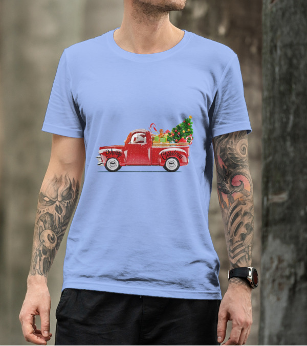 Merry Christmas Red Truck With Christmas Tree And Gifts T-Shirt