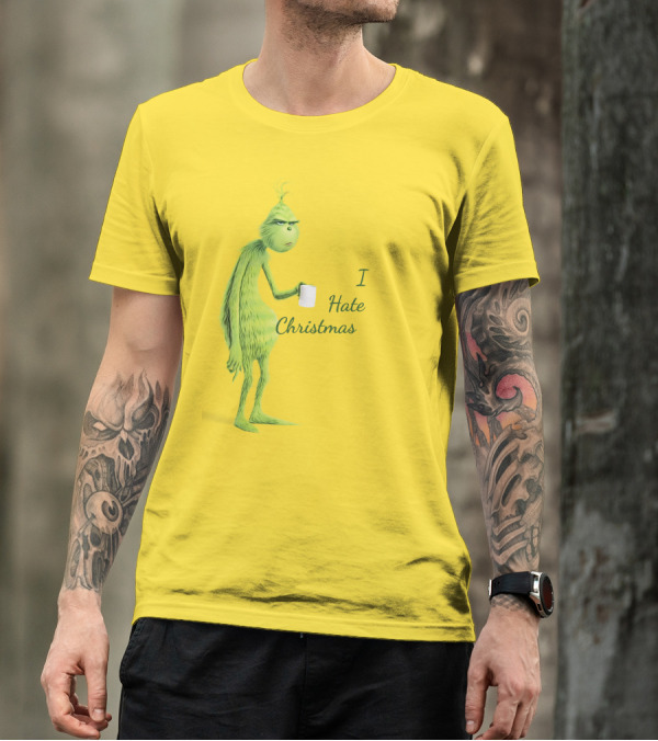 I Hate Christmas Grumpy Grinch With Coffee Mug T-Shirt