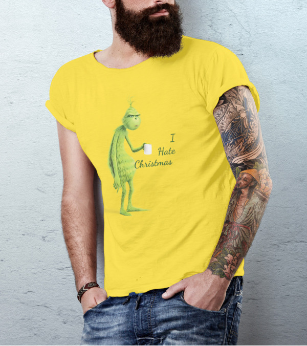 I Hate Christmas Grumpy Grinch With Coffee Mug T-Shirt