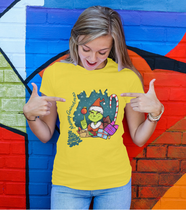 Merry Grinchmas Presents And Candy Cane Holiday Scene T-Shirt