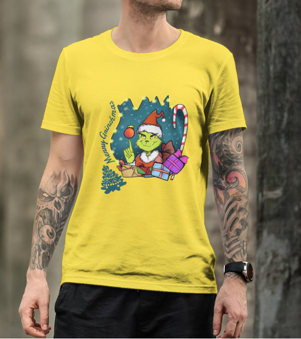 Merry Grinchmas Presents And Candy Cane Holiday Scene T-Shirt