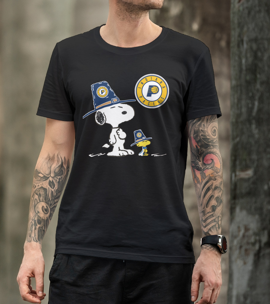 Indiana Pacers Snoopy And Woodstock In Team Hats T-Shirt