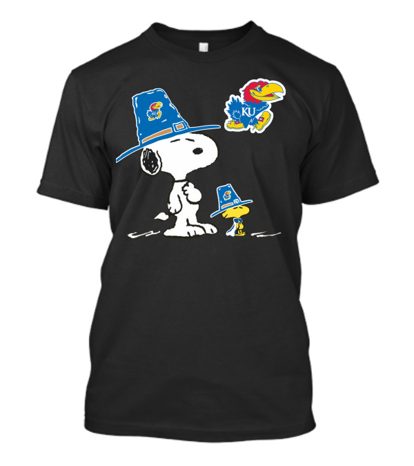 Kansas Jayhawks Snoopy Woodstock Pilgrim Hats KU Jayhawk T-Shirt