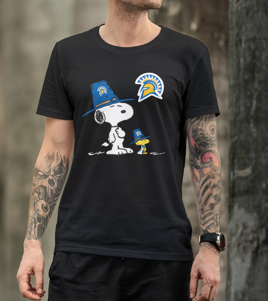 San Jose State Spartans Snoopy Woodstock Pilgrim Hat T-Shirt