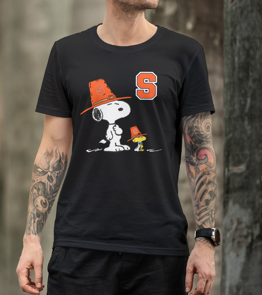 Syracuse Orange Snoopy Woodstock Pilgrim Hats T-Shirt