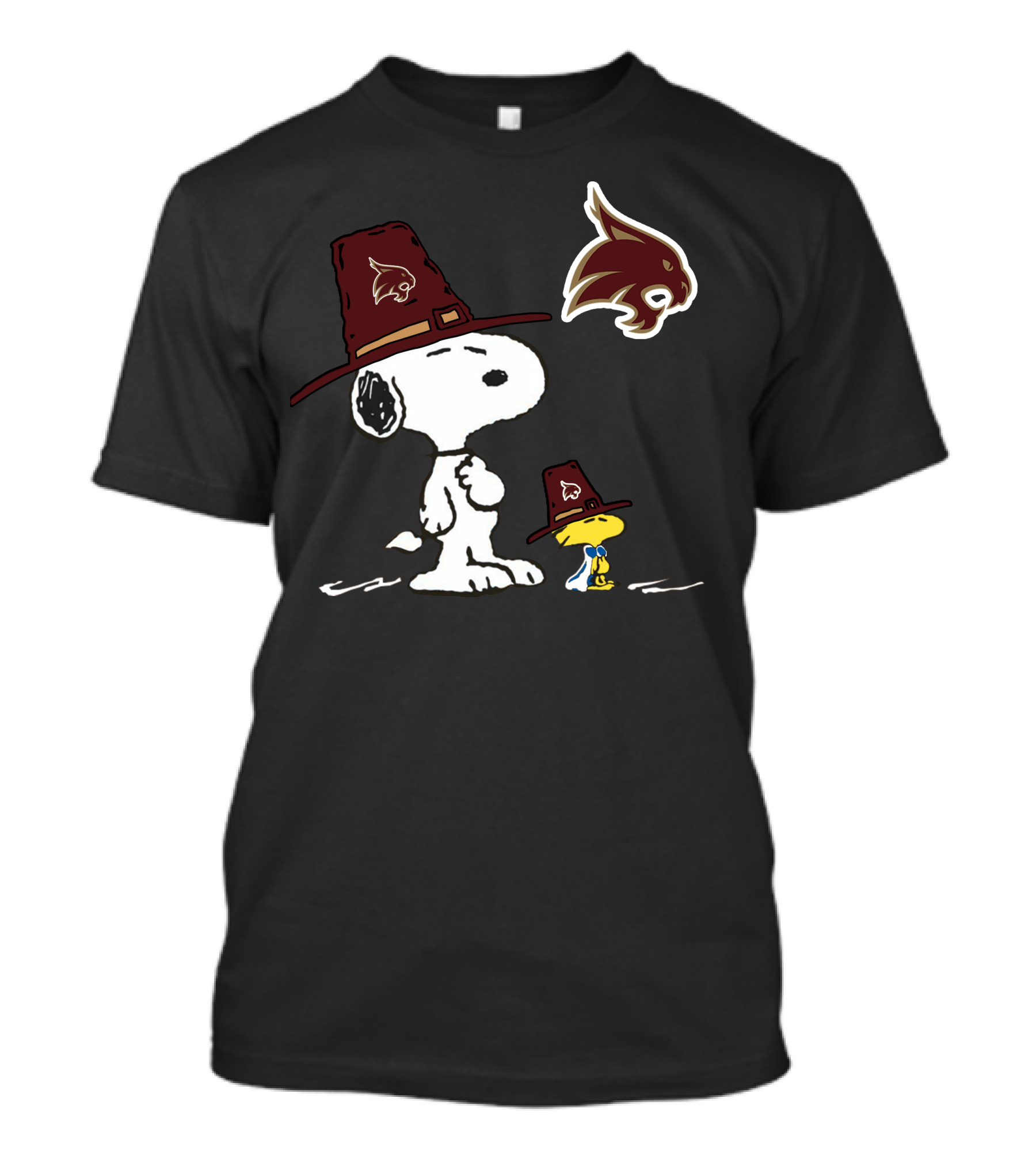 Texas State Bobcats Snoopy Woodstock Football Hat T-Shirt