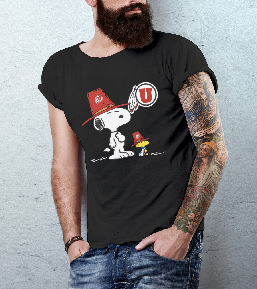 Utah Utes Snoopy Woodstock Football Fan Gear T-Shirt