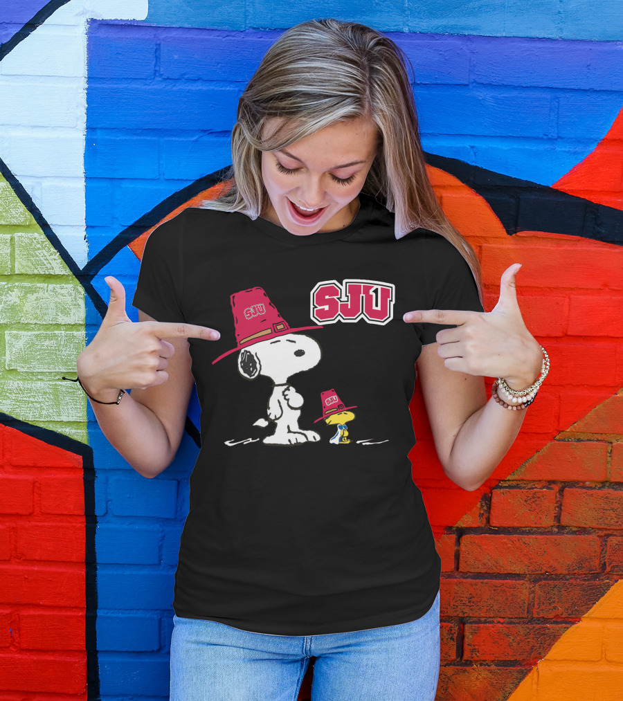 Snoopy SJU Red Hat With Woodstock T-Shirt